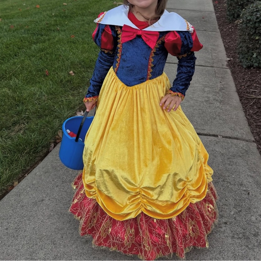 Classic Yellow & Blue Princess Kids Costume with Red Accents